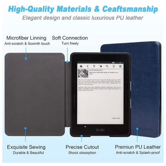 NWT ACdream Kindle Fire HD 7 Case, Premium PU Leather Cover Case Navy Blue - Picture 3 of 7